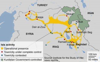 Area of control and activity of ISIL in Syria and Iraq - Updated June 2014